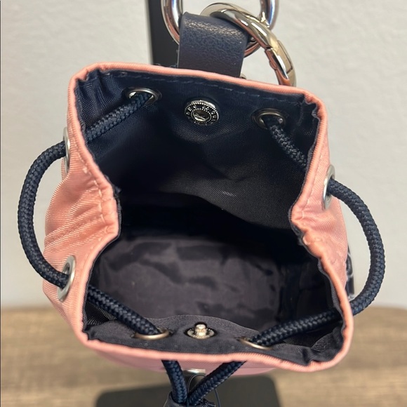 Nautica | Pink Bucket Drawstring Wristlet Bag w/ Navy Mini Bandana/Heart Charm - Picture 8 of 10